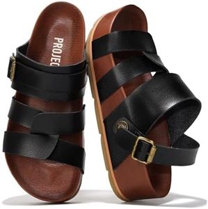 Project Cloud Platform Sandals Women – Strappy Wedges with Comfortable Plush & Soft Insole – Lightweight & Non Slip Platform Sandals for Women 2026 (Proud,BLK,8)