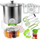 Canning Pot Water Bath Canner with Rack and Mason Jars, 20 Quart Stainless Steel Stock Pots, Canning Supplies Starter Kit Beginners Tools Set, Jar Lifter Tongs and Full Canning Kit Accessories