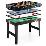 GYMAX 49" Multi Game Table, 4 in 1 Game Table with Foosball Table, Pool Billiards, Air Hockey & Table Tennis, Complete Combination Game Table for Family Game Room