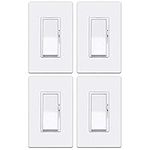 ELECTECK 4 Pack Digital Ultra Slim Dimmer Light Switch, Single Pole or 3 Way, Widely Compatible with Dimmable LED/CFL/Incandescent and Halogen Bulbs, 15A/120V/60Hz, Wall Plate Included, ETL Listed