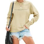 LUKYCILD Nana Sweatshirt Womens Crewneck Sweatshirts Grandma Shirt Cute Gigi Long Sleeve Pullover Top Mothers Day Tops, Khaki, XX-Large