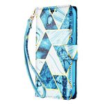 iPhone SE 2020 Case Marble, Phone Case iPhone 7 / iPhone 8 for Girls Women with Card Holder Slots Magnetic Kickstand Full Protection Shockproof PU Leather Flip Folio Wallet Cover, Blue Gilding