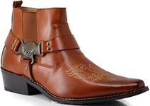 Enzo Romeo WT10 Men's Western Cowboy Motorcycle Ankle Boots (11 D(M) US, Brown)