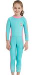 Girls Swimwear Long Sleeve Wetsuit One Piece Full Suit Sun Protective 2.5mm Thermal Swimsuit Diving Swimming Suit Blue L