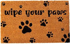 SlipToGrip 16x24 Inches Natural Coir Door Mats Outdoor with Non-Slip Heavy Duty Rubber Backing - Wipe Your Paws Design - Coir Doormats for Outdoor Entrance Welcome Mat, Spring Doormat