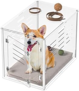 Sumerflos Acrylic Dog Crate Furniture - Clear Dog Kennel End Table for Small & Medium Dogs Up to 45lb Indoor Lockable Heavy-Duty Ventilated, 29.92" L x 20.08" W x 22.24" H