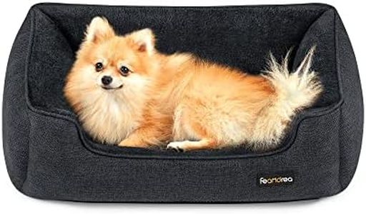 Feandrea Cama para Perros, Sofá de Lino para Mascotas, Bordes Elevados, Fondo Antideslizante, Funda Extraíble para Lavado, Tamaño M para Perros Pequeños, 70 x 55 x 21 cm, Gris Oscuro PGW010G01