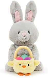 GUND Amazon Exclusive Easter Bunny with Basket, Gray, 10"