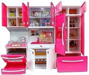 KELLY MILLER Plastic Origin Frozen Modern Kitchen Set, Modern Modular Play with Cooking Toy Refrigerator & Full Accessories for Kids Girls (Multicolor) (3 Door Kitchen Set)