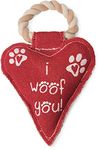 Pavilion Gift Company 45610 Pavilion's Pets-Red Heart Shaped Canvas and Rope Dog Squeaky Toy-I Woof You