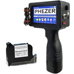 Phezer Upgraded P16 Handheld Inkjet Printer for Any Surface with Quick-Dry Ink Cartridge, Intelligent 360° Coding Machine for Date/Time/Barcode/QR Code/Logo (Support 25 Languages & 3 Print Precision)