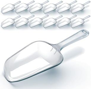 12 Count Clear Plastic Scoops, Heavy Duty Disposable Plastic Party Utensils, Recyclable & Disposable Serving Utensils, Disposable Plastic Serving Scoops for Catering Weddings, Holiday Parties, & More