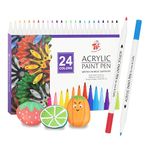 TBC The Best Crafts Acrylic Paint Pen -24 Color waterproof, non-toxic, odorless, suitable for paper, pottery, stones, backpacks, glass, eggs, fabrics, plastics, handicrafts, gift cards Gifts for Kids