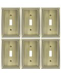 TREEWELL 6-Pack Single Toggle Light Switch Cover Plate, Pearls Decorative Switch Plate Covers, Antique Brass 1 Gang Metal Wall Plate, Corrosion Resistant