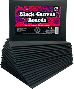 Black Canvas for Painting Bulk 20 Pack Small Canvases for Painting Boards Blank Canvas for Painting 5x7 Art Canvas Panels for Paint for Artists Gesso Primed for Oil, Acrylic, and Watercolor