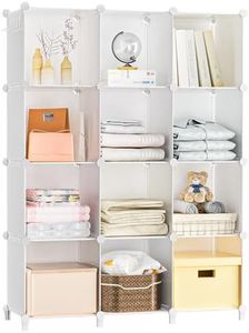 Neprock 12 Cube Storage Shelf, Closet Organizers Storage Shelves with Metal Hammer, DIY Plastic Cube Storage Bookshelf Closet Storage Closet Organizers and Storage for Clothes,Bedroom,Bathroom (White)