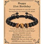 TEVOP 21st Birthday Gifts for Men, Tiger Eye Stone Bracelet 21st Birthday Gifts for Him Son Brother Grandson Friend, Perfect 21st Birthday Gift Ideas