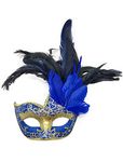 Coolwife Costume Mask Feather Masquerade Mask Halloween Mardi Gras Cosplay Party Masque (Crack Blue)