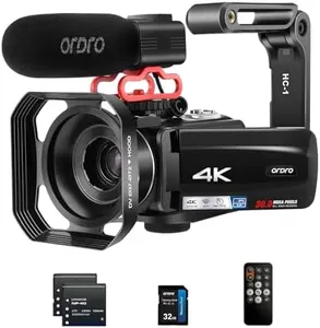 ORDRO 4K Video Camera Camcorder 10X Optical Zoom&120X Intelligent Zoom, 4K 30MP WiFi Vlogging Camera for YouTube Digital Video Camera w/Microphone, 32G Card, Remote Control