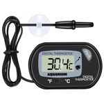 Aquarium Thermometer - Digital Thermometer with Probe and Suction Cup, Reptile Fish Tank Thermometer with Large LCD Display, Terrarium Water Temperature Test