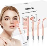 Keeson High Frequency Facial Wand,Lasts 2X Energy Portable Handheld High Frequency Facial Machine with 4 Tubes