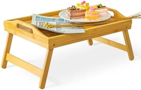 INNOVATIVE LIFE 1-Pack Bed Tray Table with Folding Legs Wooden Serving Breakfast in Bed or Platter Tray, TV Table Laptop Computer, Large Size, Primary