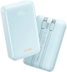 Qecvec Power Bank,Portable Charger 20000mAh with 2 Built-in Cables, 22.5w Fast Charging Battery Pack, LED Display Backup Battery, Travel Battery Pack for iPad, iPhone Samsung and More (Blue)