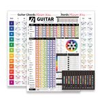 3 Pack Guitar Chord Wall Chart - Size A1 Chords, Scales, Common Progressions & Circle of Fifths & Guitar Chords in Minor & Major Key