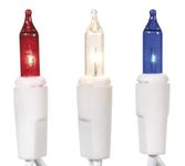 Darice LT35-10 Red, White and Clear 35-Light Bulb Light Set with White Cord for Indoor Use Only