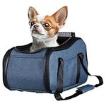 Navaris Dog Car Seat - Secure and Comfortable Pet Carriers for Small Dogs - Centre Console Car Seats - Booster and Bed with Zipper, Leash, and Cushion - Cat, Dog & Puppy Travel Bag