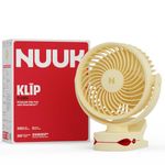NUUK KLĪP Rechargeable Clip Fan | 3000mAh Battery | Up to 8 hrs Runtime | Super - silent BLDC Motor | 4 Speed Modes | 360° Manual Head Rotation | Strong 0–55mm Clamp | Type-C Charging