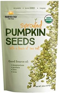 Harvested For You Sea Salted Sprouted Pumpkin Seeds, 22oz Bag, Non GMO, Paleo, Gluten Free, Vegan, Organic, Plant Based, Keto