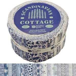 Needles Quilt Studio - 2.5" Precut 40 Fabric Strip Bundle (Scandinavian Cottage) | Cotton Strips Bundles for Quilting - Jelly Rolls for Quilting Assortment Fabrics Quilters & Sewing - Precuts Cloth