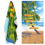 GEEZY Large Microfibre Beach Bath Towel Lightweight Sports Travel Gym Summer Towels (Beach Signs)