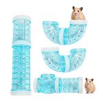 WishLotus Hamster Tubes, Adventure External Pipe Set Transparent Material Hamster Cage & Accessories Hamster Toys to Expand Space DIY Creative Connection Tunnel Track Rat Toy (Blue)