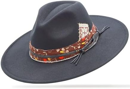 OIERFE Fedora Hat for Men & Women - 3.34 Inch Wide Brim Hat for Outdoor,Original Design Felt Hat with Gift Ready Packaging Black