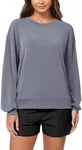 ODODOS Modal Soft Oversized Sweatshirts for Women Crew Neck Long Sleeve Relaxed Pullover Tops, Purple Gray, Medium