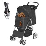ZENY Pet Stroller for Cats/Dogs - 4 Wheels Foldable Carrier Strolling Cart with Storage Basket and Cup Holder