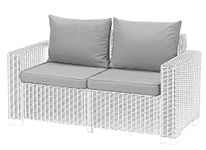 1,2 or 3 Seater Replacement Seat Cushion Pads for Keter Allibert California Rattan Outdoor Furniture | Water Resistant Rattan Patio Set Sofa Cushions Pads (2 Seater, Grey)