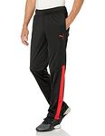 PUMA Men's Contrast Pants 2.0, Black/High Risk Red, Medium