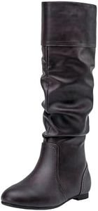 Jeossy Women's 9601 Knee High Boots Tall Slouch Boots with Inside Zipper, Knee High Slouch-9601-brown/Dark Brown, 7 US