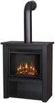 Real Flame Black Hollis Electric Fireplace - Freestanding with Remote Control - 6 Flame Colors & 5 Brightness Levels, Black