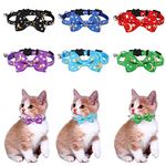 6Pcs Cat Collar with Bow, Reflective Kitten Collars with Bell Colorful Cat Collars Quick Release Detachable Cat Bow Tie Collar Adjustable 20-30cm for Pet Cats, Kittens, Small Puppy (Moon, Stars)