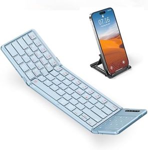 Foldable Bluetooth Keyboard,Wireless Keyboard with Phone Holder,with Sensitive Touchpad Numeric Keypad,Portable Keyboard for iPad iPhone Android Windows Laptop Tablet and PC