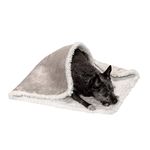 Furhaven Small Waterproof & Self-Warming Soft-Edged Terry & Sherpa Dog Blanket, Washable - Dove, Small