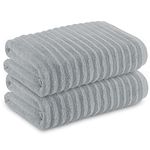 Towelogy Bamboo Extra Large Bath Towels (90x140cm, 2 Pack) - Highly Absorbent & Fast Drying Bath Sheets OEKO-TEX CERTIFIED (Silver, 2)