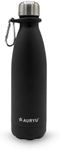 Auryu Best in Class Triple-Walled Insulated Stainless Steel Water Bottle, Keeps your Drinks Cold for up to 24 Hours and Hot for up to 12 Hours, Leak Proof, Make a Difference in the World, Black, 17oz