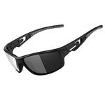 Goiteia Polarized Wrap Around Cycling Running Sunlasses Men Women UV 400 Protection (Photochromic Lens/Black Frame)