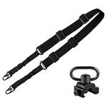 BOOSTEADY 2 Point Rifle Sling, Adjustable Strap Multi Usage Gun Sling with QD Swivel Mount Base for Outdoor Sports, Hunting - Bundle