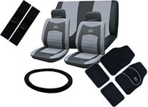 Xtremeauto® Universal RS Car Front and Rear Seat Cover and Floor Mat Set (Grey)